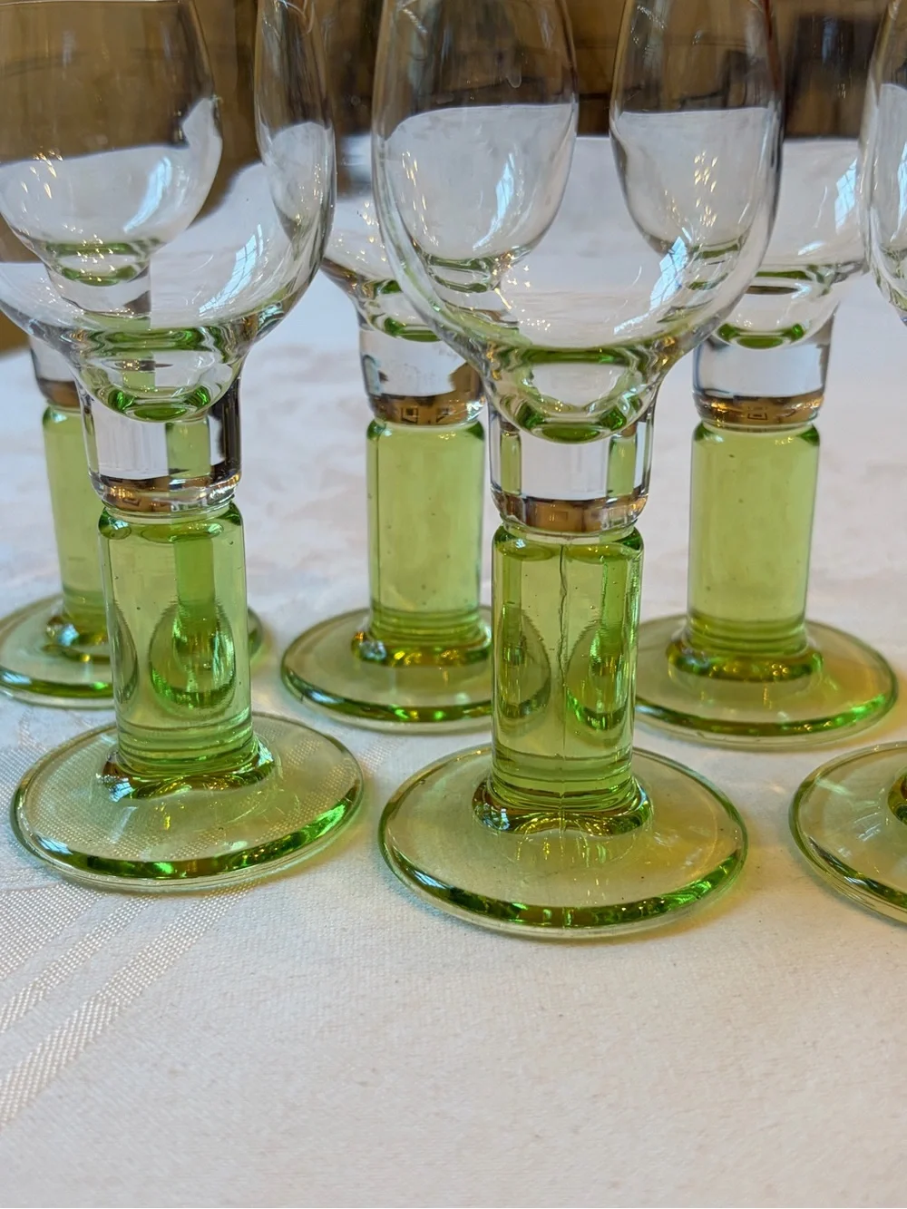 Set of 6 Green Vintage Bormioli Rocco Stemmed Cordial Glasses MCM